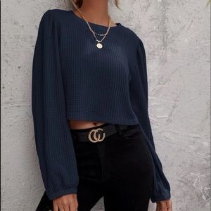 Shein Navy Cropped Sweater